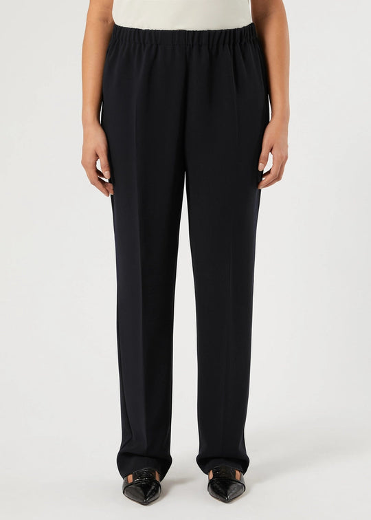front view of plus size Marina Rinaldi Rapsodia Comfort Fit Pull On Pant in Black