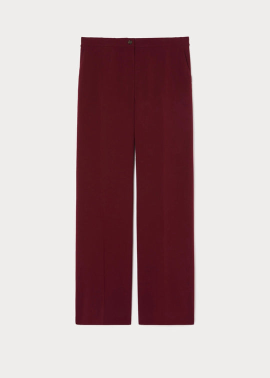 front view of plus size Marina Rinaldi Franz Triacetate Wide Leg Pant in Rosso Merlot