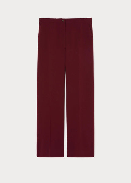Marina Rinaldi Franz Triacetate Wide Leg Pant in Rosso Merlot