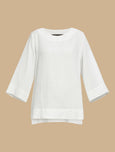 Marina Rinaldi Franca Delave' Linen 3/4 Sleeve Popover Tunic in Optical White