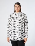 Marina Rinaldi Nilo Cotton Poplin Dot Print Shirt in Optical White