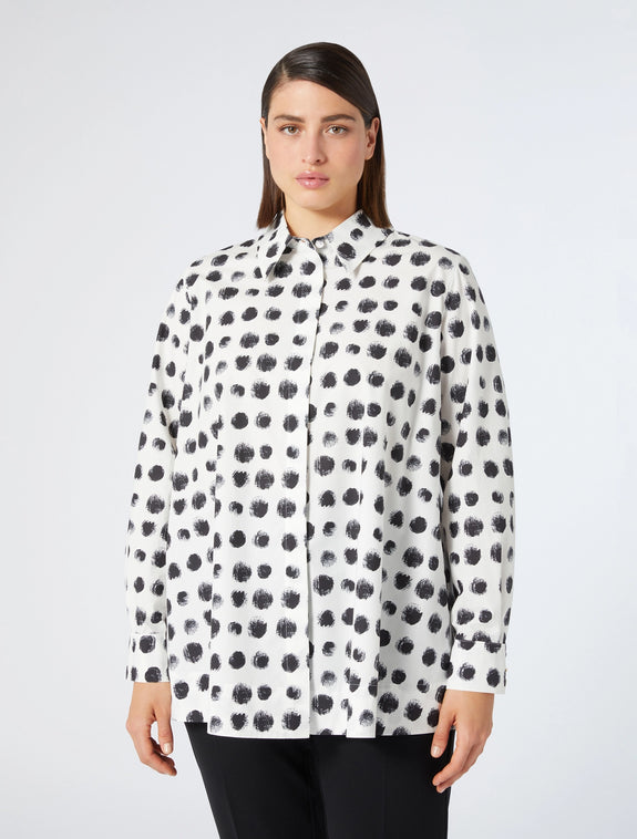 Marina Rinaldi Nilo Cotton Poplin Dot Print Shirt in Optical White