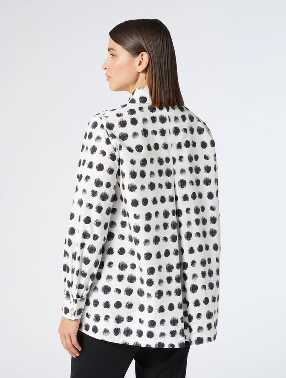 Marina Rinaldi Nilo Cotton Poplin Dot Print Shirt in Optical White