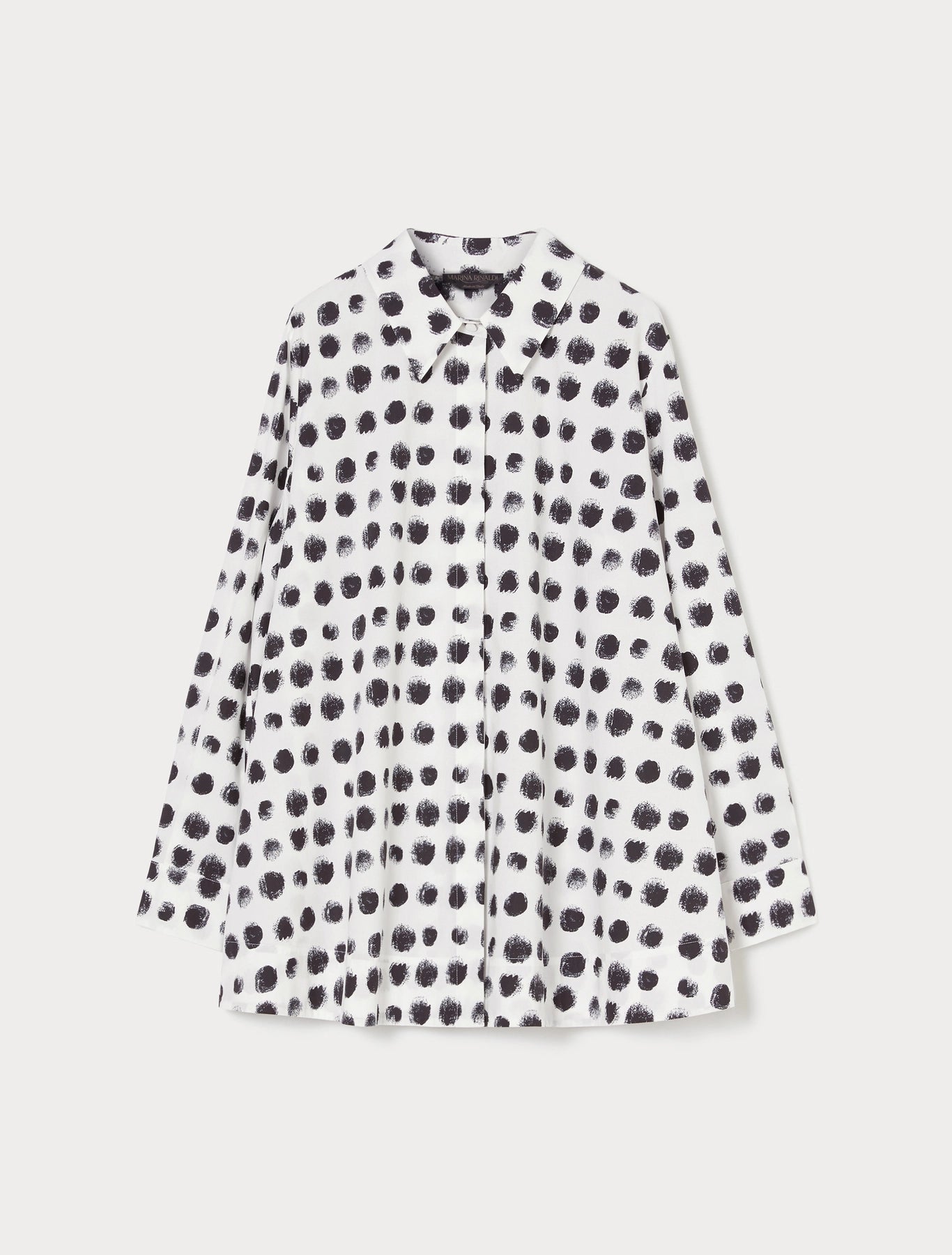 Marina Rinaldi Nilo Cotton Poplin Dot Print Shirt in Optical White