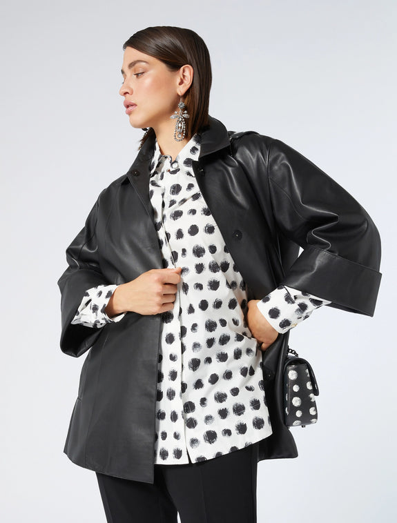 Marina Rinaldi Nilo Cotton Poplin Dot Print Shirt in Optical White