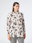 Marina Rinaldi Navile Silk Crepe De Chine Long Sleeve Shirt in Pink Floral