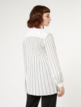 Marina Rinaldi Ola Crepe De Chine Blouse with Pleats and Stripes in White/Blk