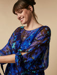 Marina Rinaldi Floral silk Georgette tunic with Tie Sleeve