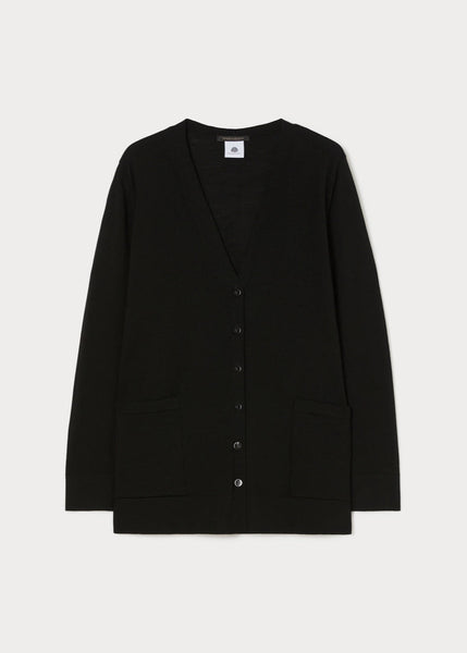 front view of plus size Marina Rinaldi Mais Extrafine Merino Wool Button Front Cardigan