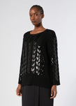 Marina Rinaldi Zac Wool Pullover with Paillettes in Black