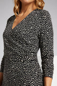 Luisa Viola Jersey Print Faux Wrap Dress with Long Sleeve