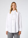 Marina Rinaldi Ape Poplin blouse with Embellished detail in Optic White