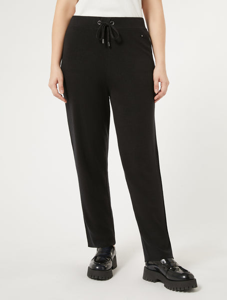 Marina Rinaldi Conico Knit Drawstring Pant in Black