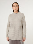 Marina Rinaldi Auronzo Mock Neck Cable knit Sweater in Turtledove