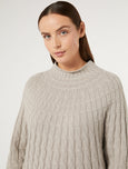 Marina Rinaldi Auronzo Mock Neck Cable knit Sweater in Turtledove