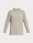 Marina Rinaldi Auronzo Mock Neck Cable knit Sweater in Turtledove