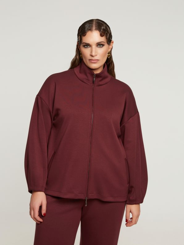 Mat Zip Front Athleisure Jacket in Bordeaux