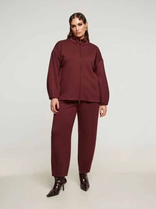 Mat Zip Front Athleisure Jacket in Bordeaux