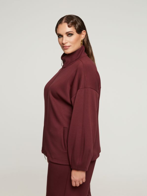 Mat Zip Front Athleisure Jacket in Bordeaux