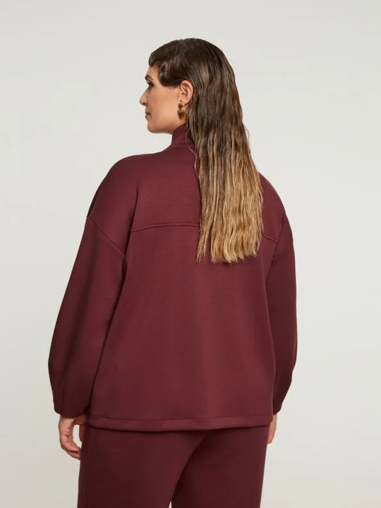 Mat Zip Front Athleisure Jacket in Bordeaux