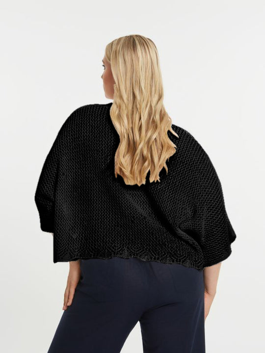 Mat Knit Crochet Bolero in Black