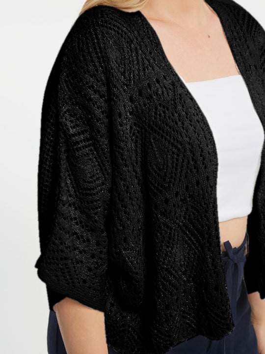Mat Knit Crochet Bolero in Black