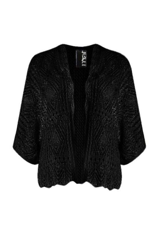 Black textured cardigan on a white background