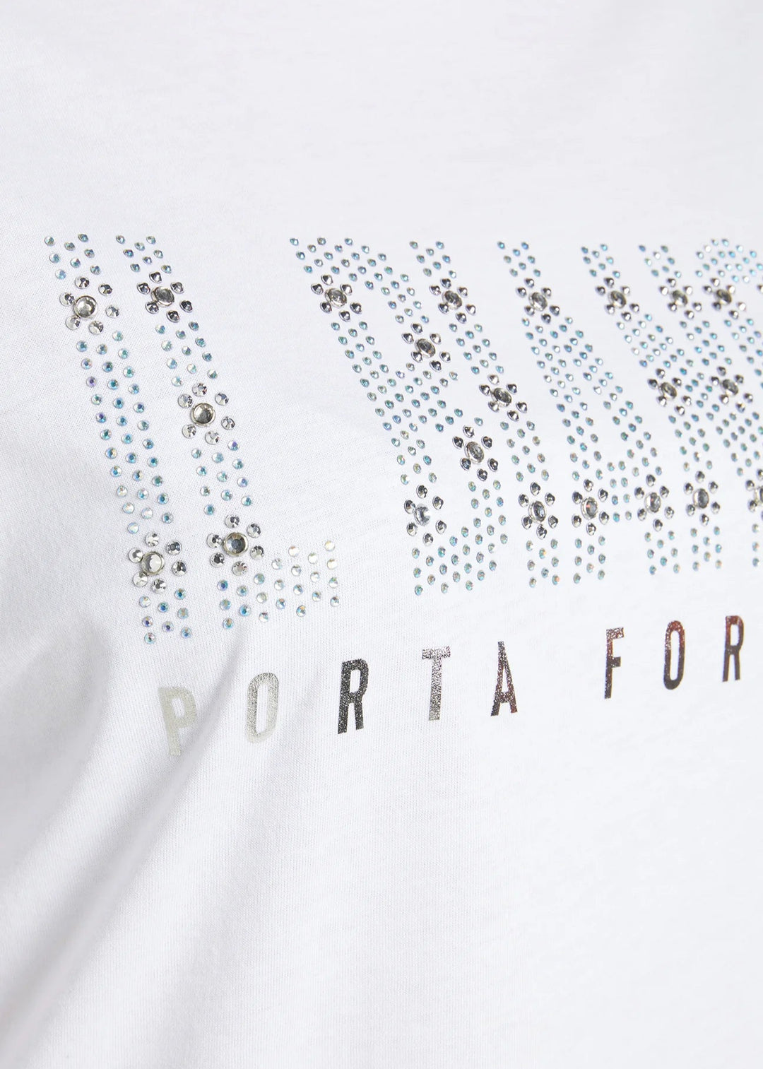 close up of front view of plus size Luisa Viola Short Sleeve Cotton Bianco Tee in White