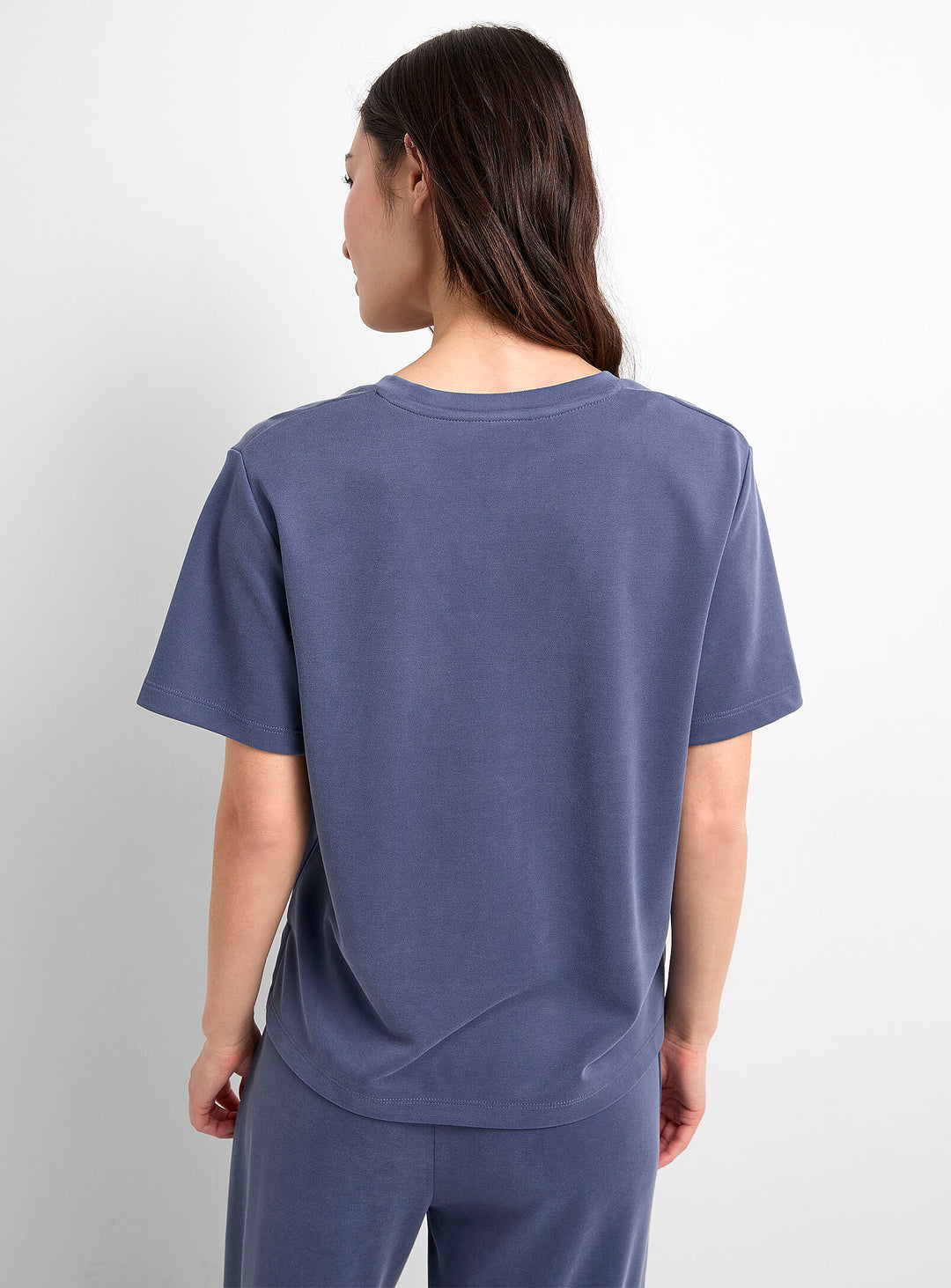 Part Two Ruth Tencel V-Neck Short Sleeve Top in Blue