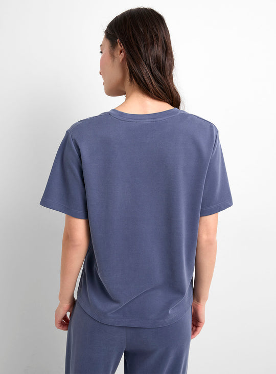Part Two Ruth Tencel V-Neck Short Sleeve Top in Blue