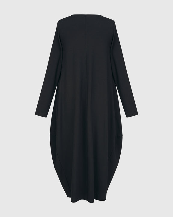 Alembika Oval Shaped Dress with Pockets in Black