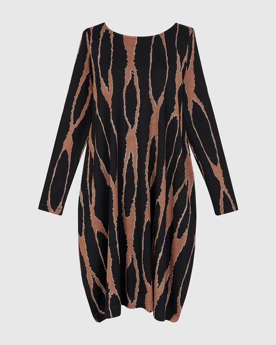 Alembika L/S Jersey Wood Print Dress in Wood