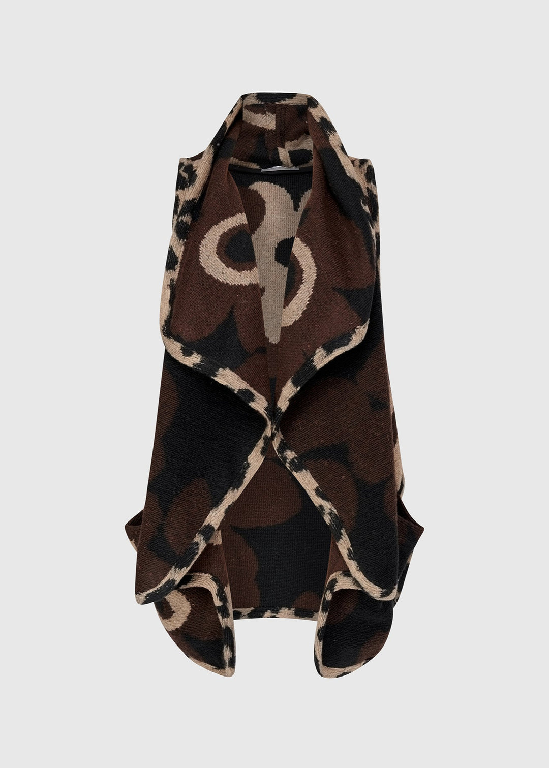 front view of plus size Alembika Wool Blend Flral Print Vest