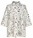 Alembika Linen Print 1/2 Placket 3/4 Sleeve Shirt in Flora