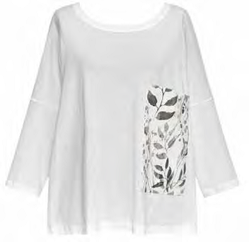 Alembika print pocket 3/4 sleeve Tee in White