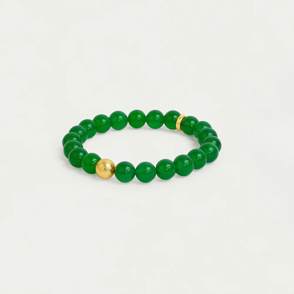 Dean Davidson Signature Beaded Ethos Stretch Bracelet in Green Onyx/Gold