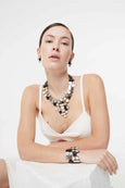 Merx Iskin Sisters Bauhaus V Necklace in Silver, Black, and Gold