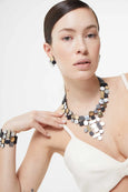 Merx Iskin Sisters Bauhaus V Necklace in Silver, Black, and Gold