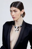 Merx Iskin Sisters Bauhaus V Necklace in Silver, Black, and Gold