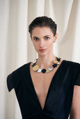 Merx Iskin Sisters Bauhaus Geo Necklace in Silver, Black, and Gold