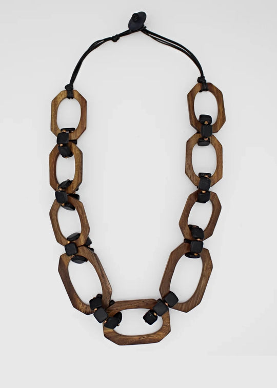 Sylca Brown Paz Link Necklace in Brown
