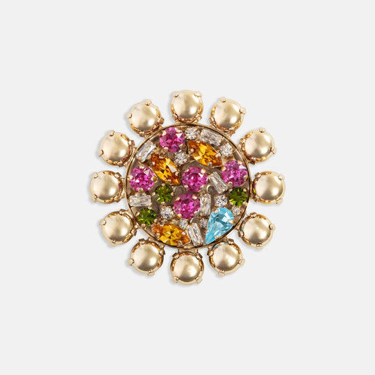 Rebekah Price Gina Brooch in Gold Multi