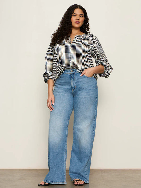 Sanctuary The Perfect Gingham Button Blouse in Picnic