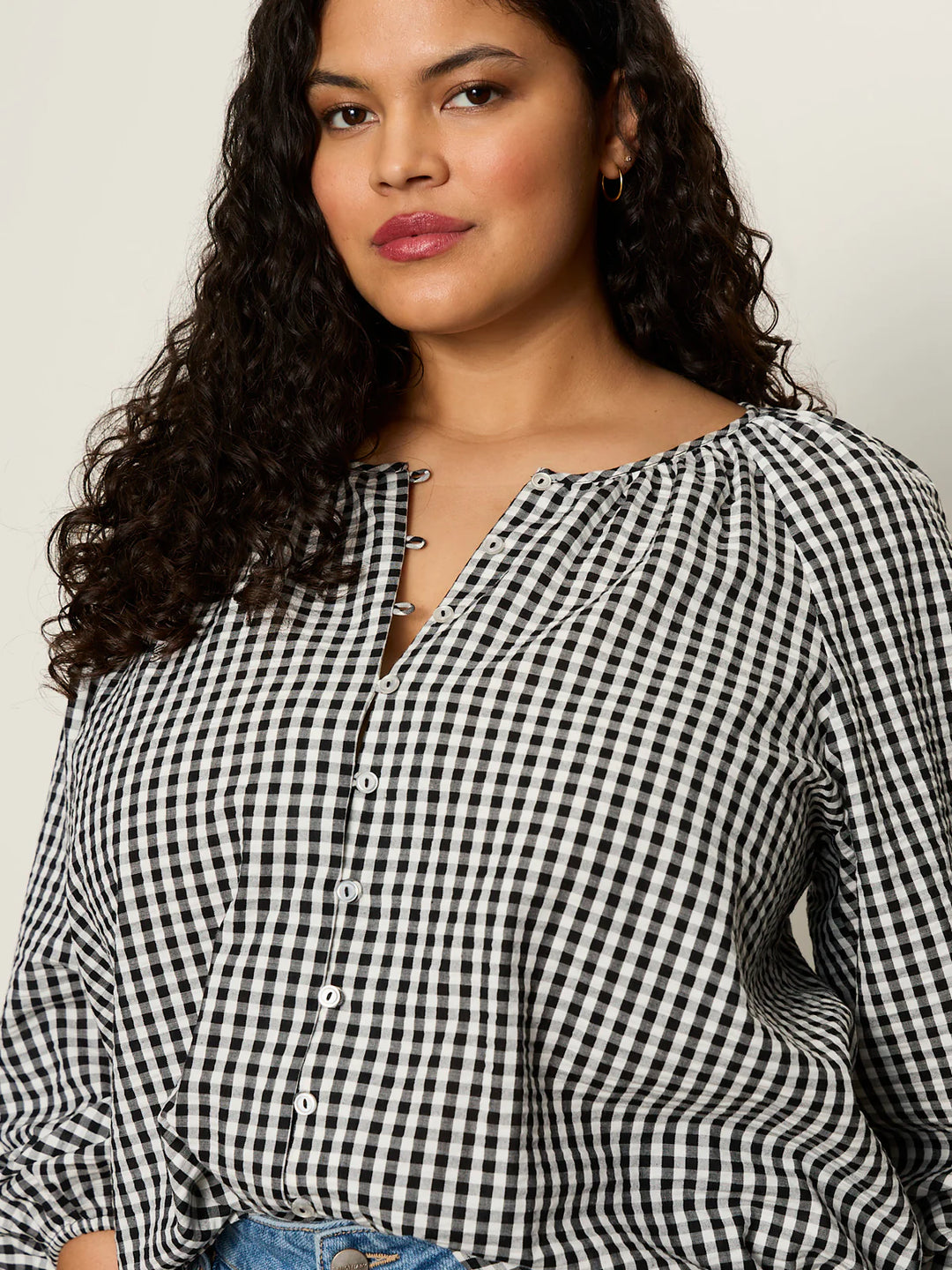 Sanctuary The Perfect Gingham Button Blouse in Picnic