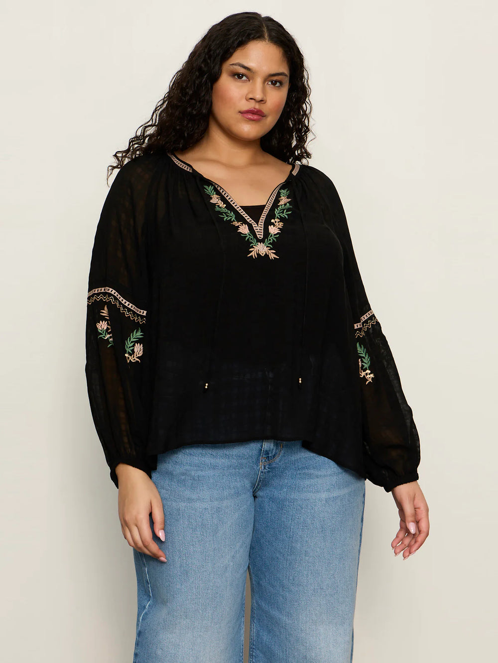 Sanctuary Raye Embroidered Blouse in Black
