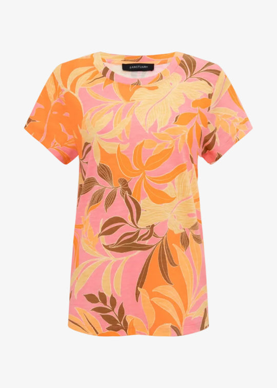 Colorful floral-patterned shirt on a white background