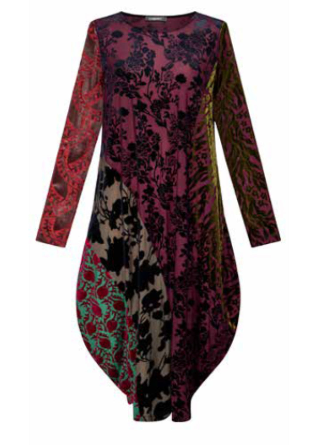 Alembika Burnout Velvet Mixed Print Dress in Regal