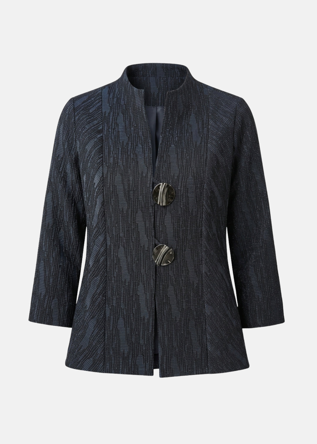 Joseph Ribkoff Foil Textured Jacquard Trapeze Jacket in Navy