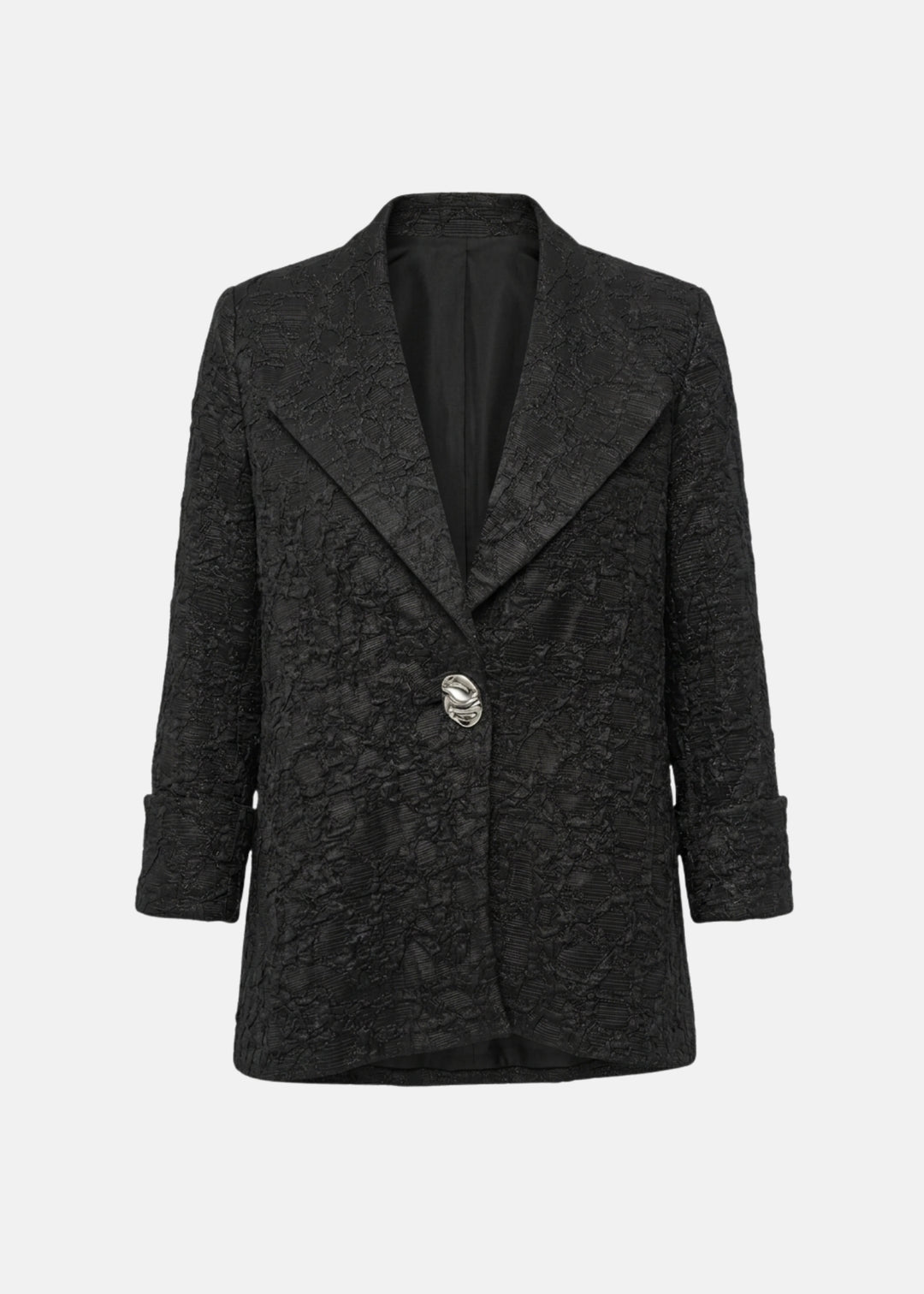 Joseph Ribkoff Lurex Textured Jacquard Trapeze Jacket in Black