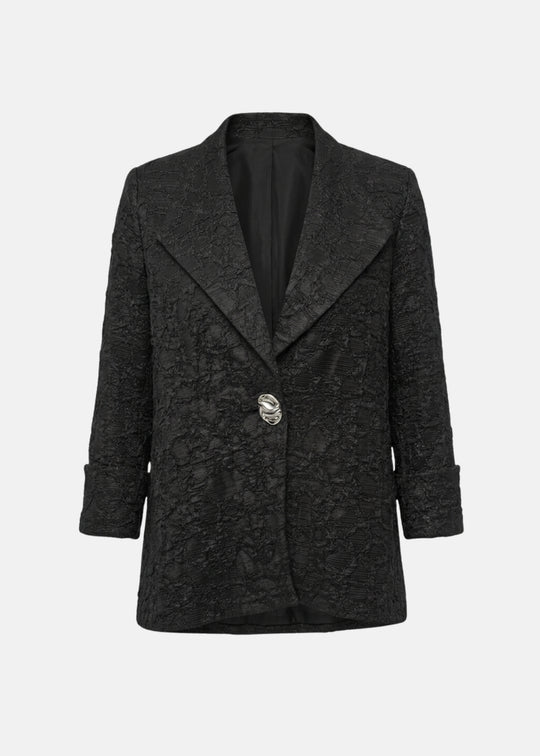Joseph Ribkoff Lurex Textured Jacquard Trapeze Jacket in Black